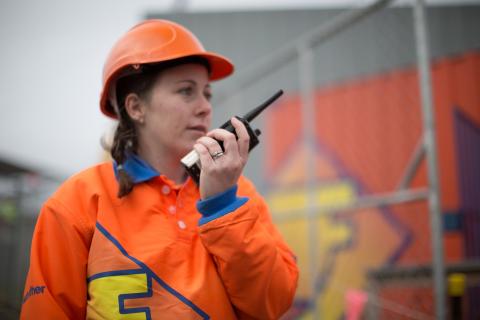 Woman on building site